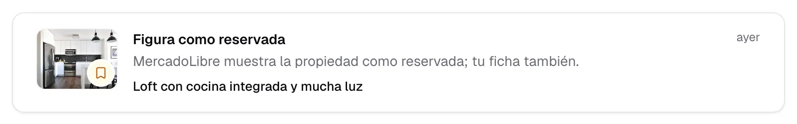 Aviso de Inmio: MercadoLibre muestra la propiedad como reservada y la ficha también